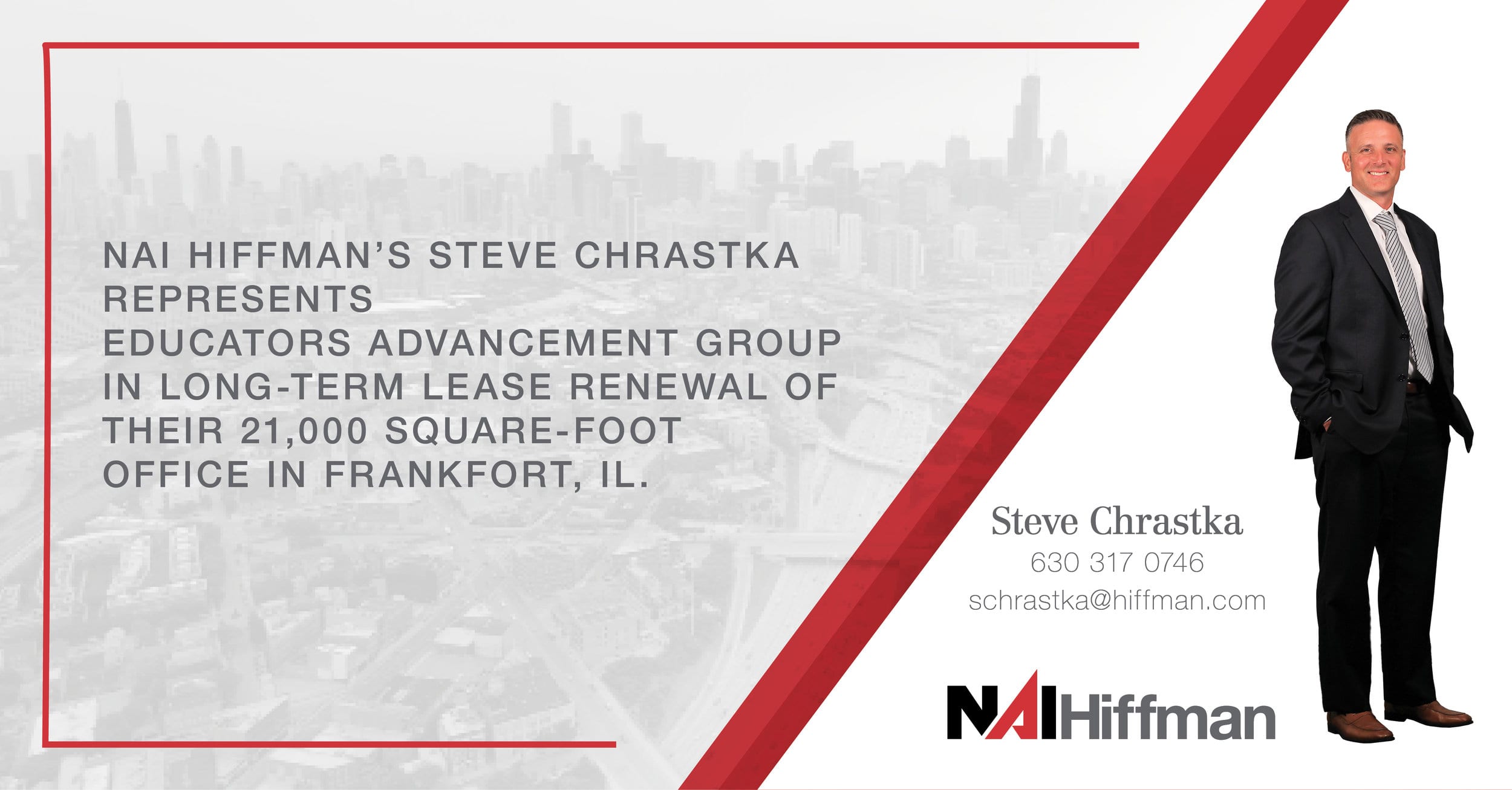 NAI Hiffman’s Steve Chrastka represents Educators Advancement Group in 20,521 square foot transaction