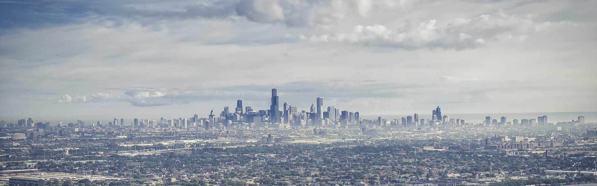 View of Chicago from the suburbs